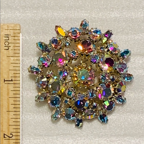 Vintage 50’s AB Rhinestone Brooch - Picture 3 of 5